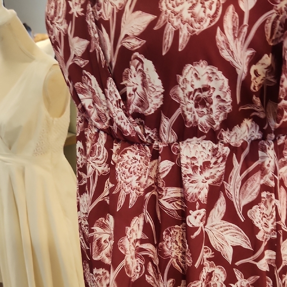 BloomChic Dark Red Floral Maxi Dress - Picture 5 of 5